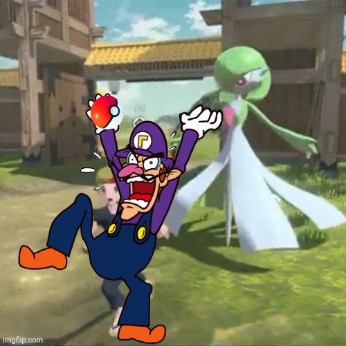 Waluigi tries to capture a Gardevior and dies by her.mp3 | image tagged in waluigi,pokemon,trainer running from gardevoir | made w/ Imgflip meme maker