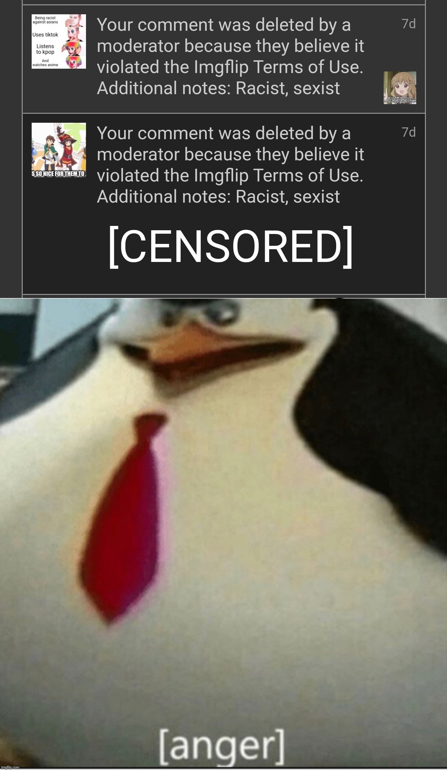 Right I'll tell you what, you little punk. | [CENSORED] | image tagged in anger,penguins of madagascar,comment timer,balls,memes,don't unfeature this plz | made w/ Imgflip meme maker
