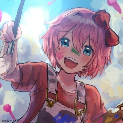 Sayori :D (she’s making art) | made w/ Imgflip meme maker