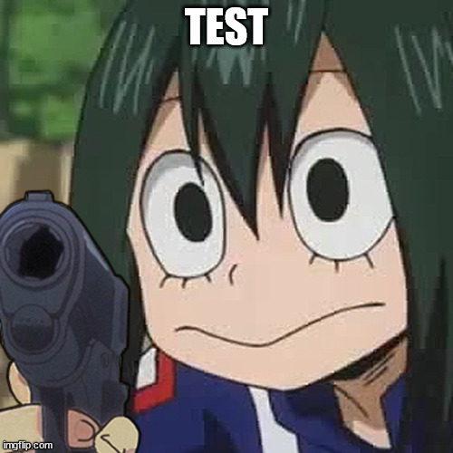 Just a test. | TEST | image tagged in asui with a gun | made w/ Imgflip meme maker