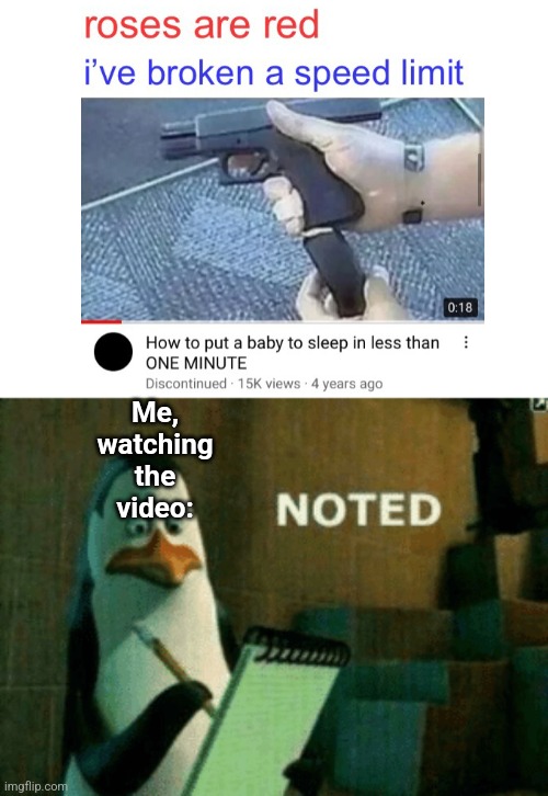 I COMMIT CHIWL MUWRDA |  Me, watching the video: | image tagged in noted | made w/ Imgflip meme maker