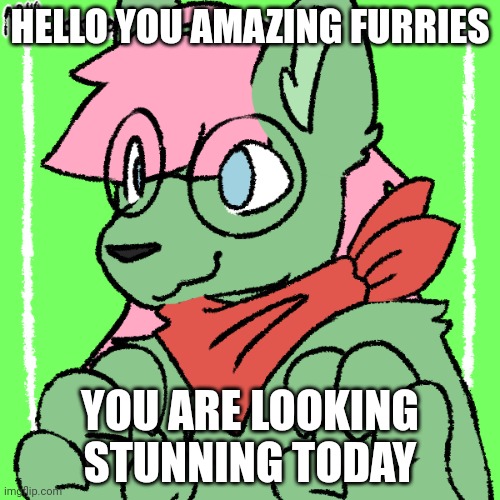 Breezy Mint | HELLO YOU AMAZING FURRIES; YOU ARE LOOKING STUNNING TODAY | image tagged in breezy mint | made w/ Imgflip meme maker