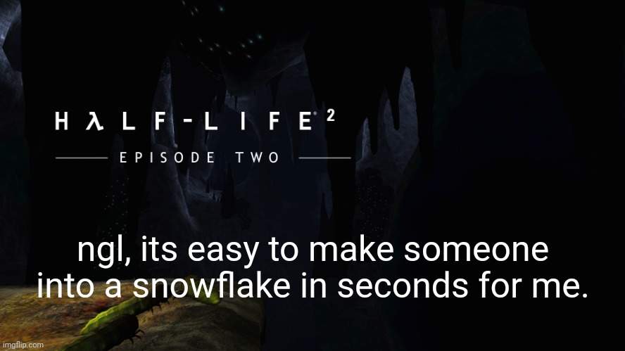 and also i know someone is going to try to not let out their snowflakeryness in this post. | ngl, its easy to make someone into a snowflake in seconds for me. | image tagged in h lf-life 2 ep2 | made w/ Imgflip meme maker