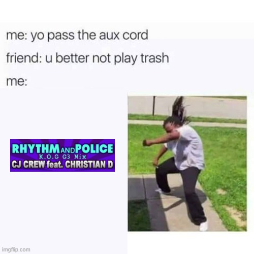 RHYTHM AND POLIIIIIIIIIIIIIIIIIIIIIIICE | image tagged in pass the aux cord,ddr | made w/ Imgflip meme maker