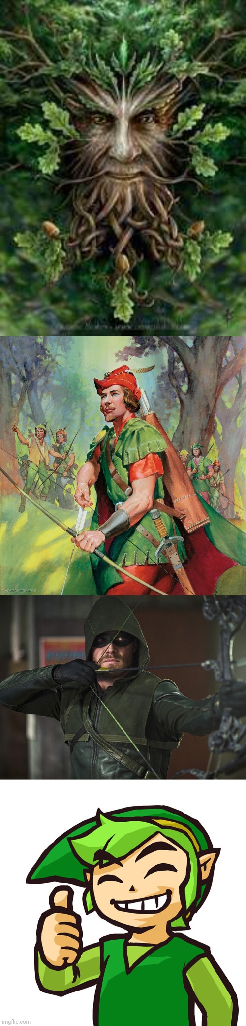 image tagged in green man,robin hood,green arrow,happy link | made w/ Imgflip meme maker