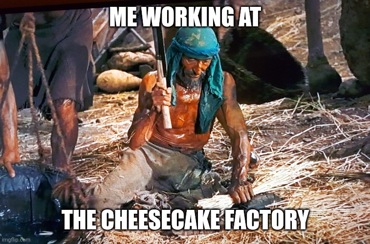 The 10 commandments | ME WORKING AT; THE CHEESECAKE FACTORY | image tagged in memes | made w/ Imgflip meme maker
