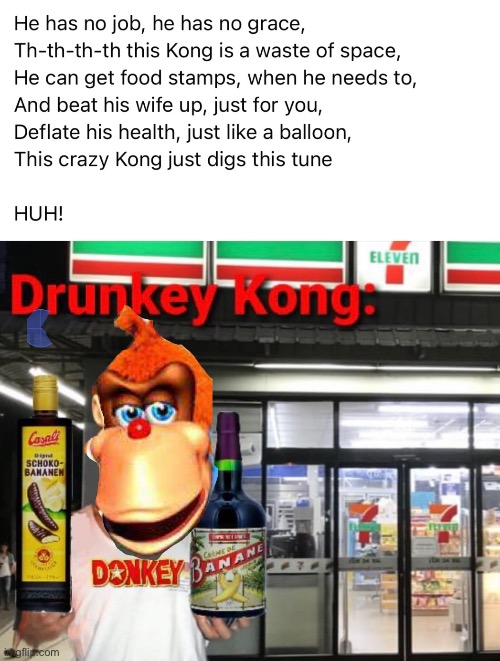 Lanky is a dead beat | image tagged in donkey kong,lanky kong,alcohol,nintendo | made w/ Imgflip meme maker