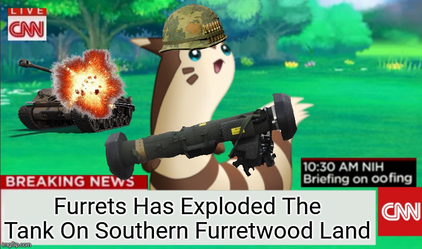 Breaking News Furret | Furrets Has Exploded The Tank On Southern Furretwood Land | image tagged in breaking news furret | made w/ Imgflip meme maker