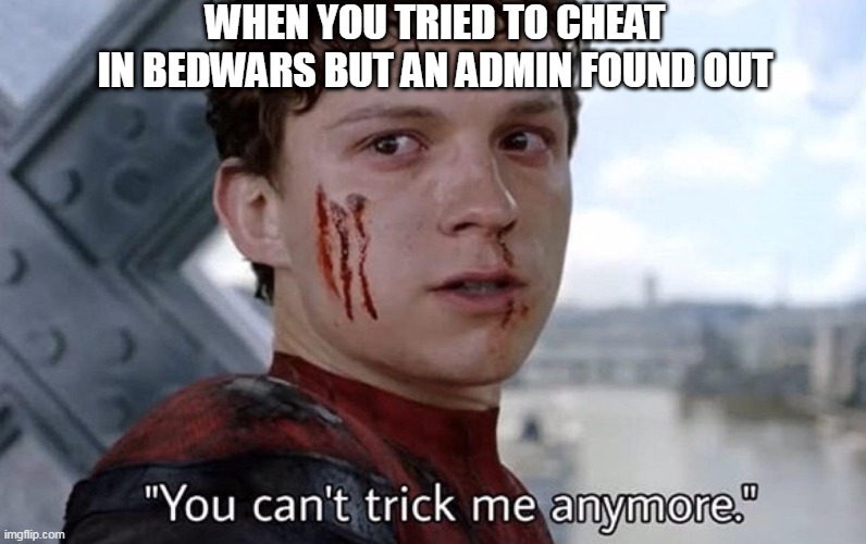 You can't trick me anymore | WHEN YOU TRIED TO CHEAT
IN BEDWARS BUT AN ADMIN FOUND OUT | image tagged in you can't trick me anymore | made w/ Imgflip meme maker