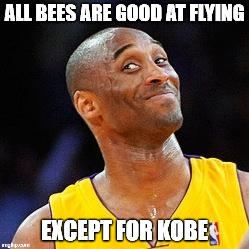 Grounded | ALL BEES ARE GOOD AT FLYING; EXCEPT FOR KOBE | image tagged in smug kobe | made w/ Imgflip meme maker