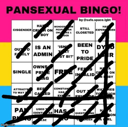 Pansexual Bingo | image tagged in pansexual bingo | made w/ Imgflip meme maker