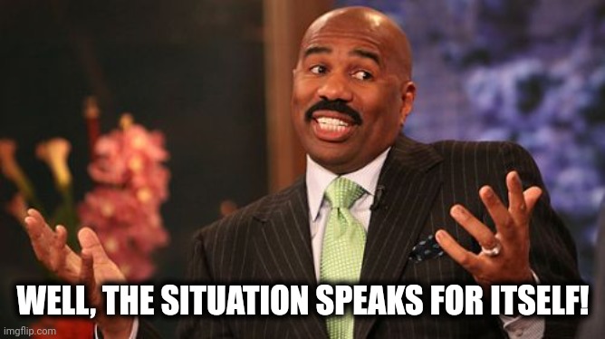 Steve Harvey Meme | WELL, THE SITUATION SPEAKS FOR ITSELF! | image tagged in memes,steve harvey | made w/ Imgflip meme maker