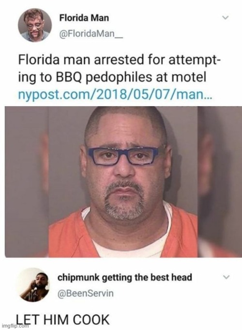let him cook | image tagged in florida man | made w/ Imgflip meme maker