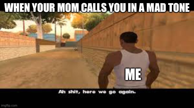 *sob* | WHEN YOUR MOM CALLS YOU IN A MAD TONE; ME | image tagged in aw shit here we go again,funny,memes,mom,oof,funny memes | made w/ Imgflip meme maker