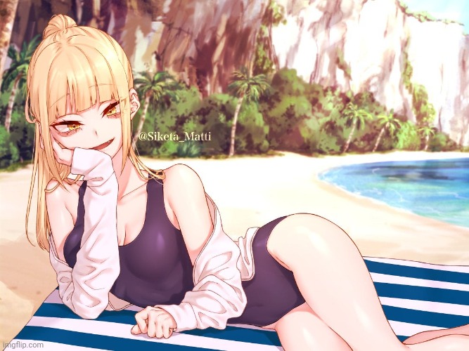 Toga on the beach | image tagged in mha | made w/ Imgflip meme maker