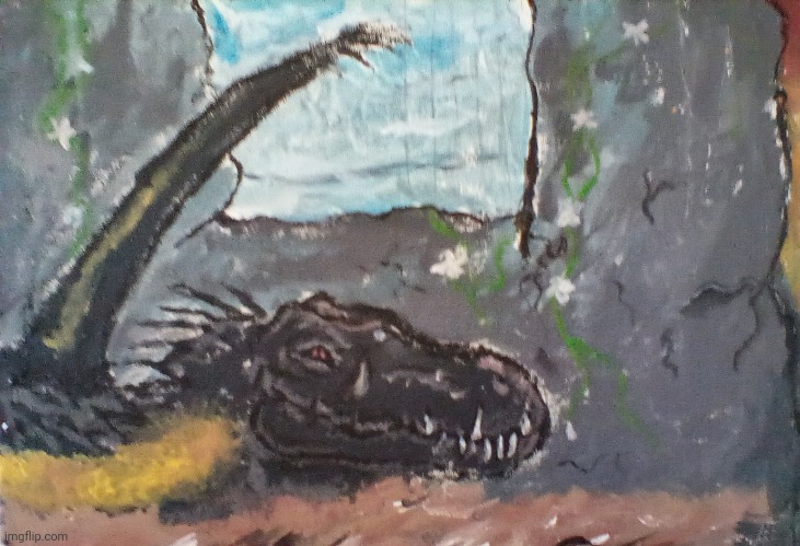 Indoraptor s m i r k | image tagged in indoraptor,jurassic world,jurassic park,painting | made w/ Imgflip meme maker