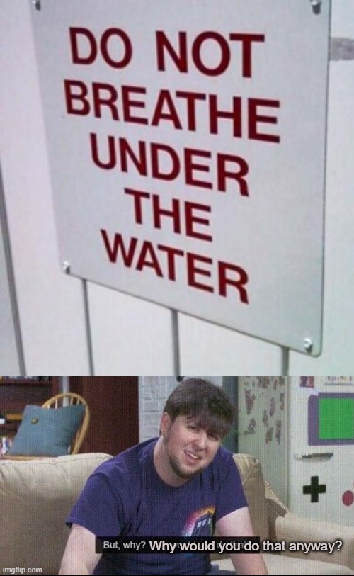 Do not breathe under the water | Why would you do that anyway? | image tagged in but why why would you do that,water | made w/ Imgflip meme maker