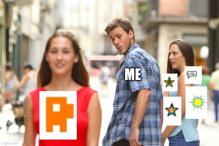 I kind of do like the among us custom icon | ME | image tagged in memes,distracted boyfriend,imgflip,icon | made w/ Imgflip meme maker