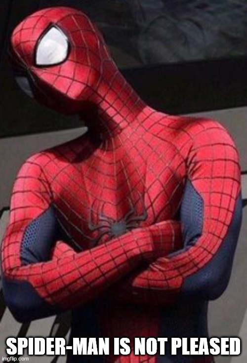 SPIDER-MAN IS NOT PLEASED | image tagged in memes,funny,spiderman,marvel,disappointment,reaction | made w/ Imgflip meme maker