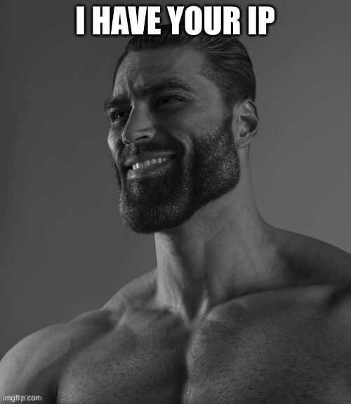 Giga Chad | I HAVE YOUR IP | image tagged in giga chad | made w/ Imgflip meme maker