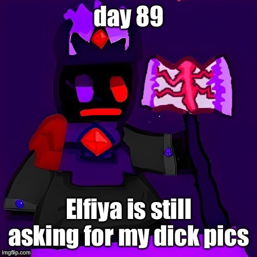 Future funni man | day 89; Elfiya is still asking for my dick pics | image tagged in future funni man | made w/ Imgflip meme maker