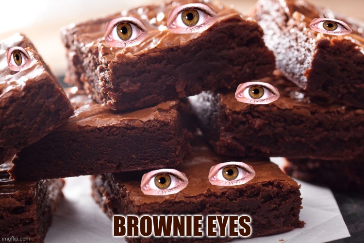 brownies | BROWNIE EYES | image tagged in brownies | made w/ Imgflip meme maker