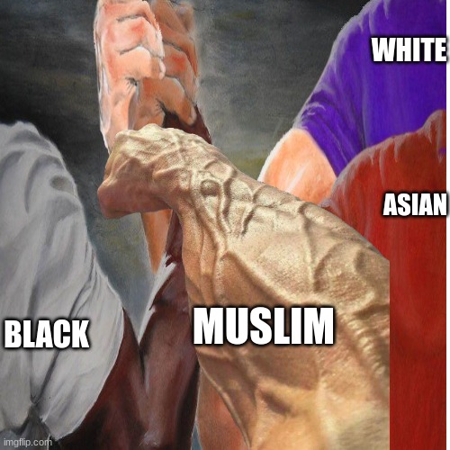 WHITE; ASIAN; BLACK; MUSLIM | made w/ Imgflip meme maker