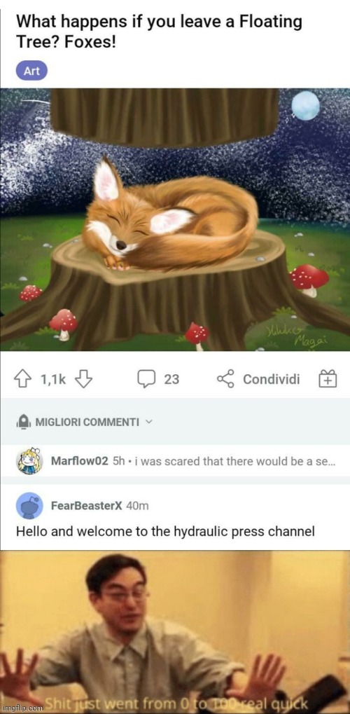 Cursed Image | image tagged in shit just went from 0 to 100 real quick,holy shit,memes,fox,foxes,fun | made w/ Imgflip meme maker