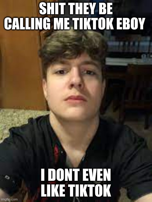 SHIT THEY BE CALLING ME TIKTOK EBOY I DONT EVEN LIKE TIKTOK | made w/ Imgflip meme maker