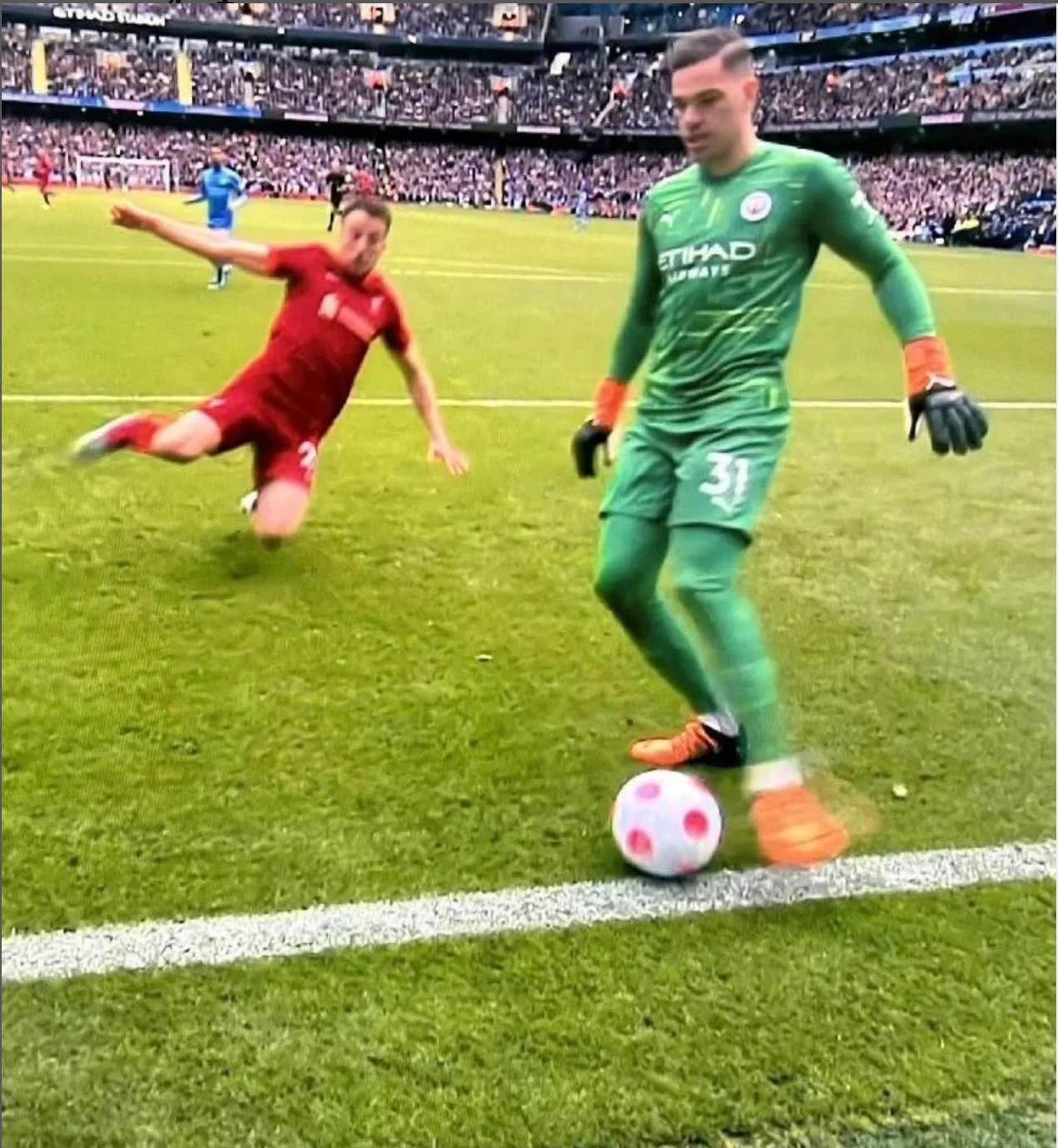 High Quality Goalkeeper About To Get Tackled By A Player Blank Meme Template