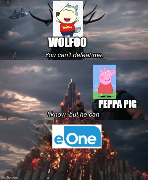peppa sues wolfoo | WOLFOO; PEPPA PIG | image tagged in peppa sues wolfoo | made w/ Imgflip meme maker