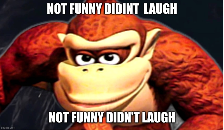 Donkey Kong’s Seducing Face | NOT FUNNY DIDN'T  LAUGH NOT FUNNY DIDN'T LAUGH | image tagged in donkey kong s seducing face | made w/ Imgflip meme maker
