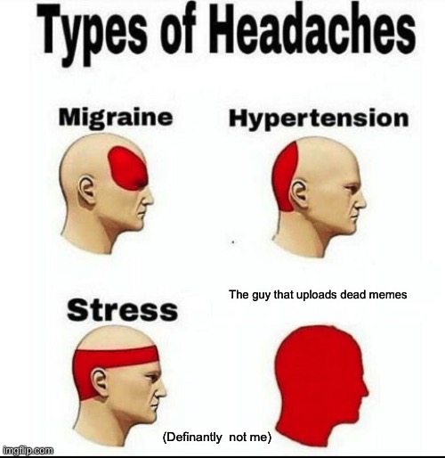 Types of Headaches meme | The guy that uploads dead memes; (Defiantly  not me) | image tagged in types of headaches meme | made w/ Imgflip meme maker