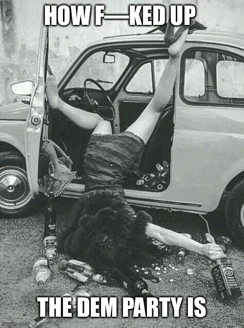 Drunk Girl  | HOW F—KED UP THE DEM PARTY IS | image tagged in drunk girl | made w/ Imgflip meme maker
