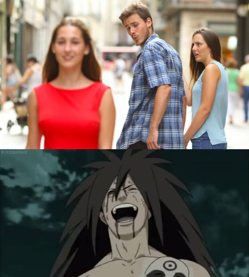 High Quality Madara taking the victory/ distracted boyfriend Blank Meme Template