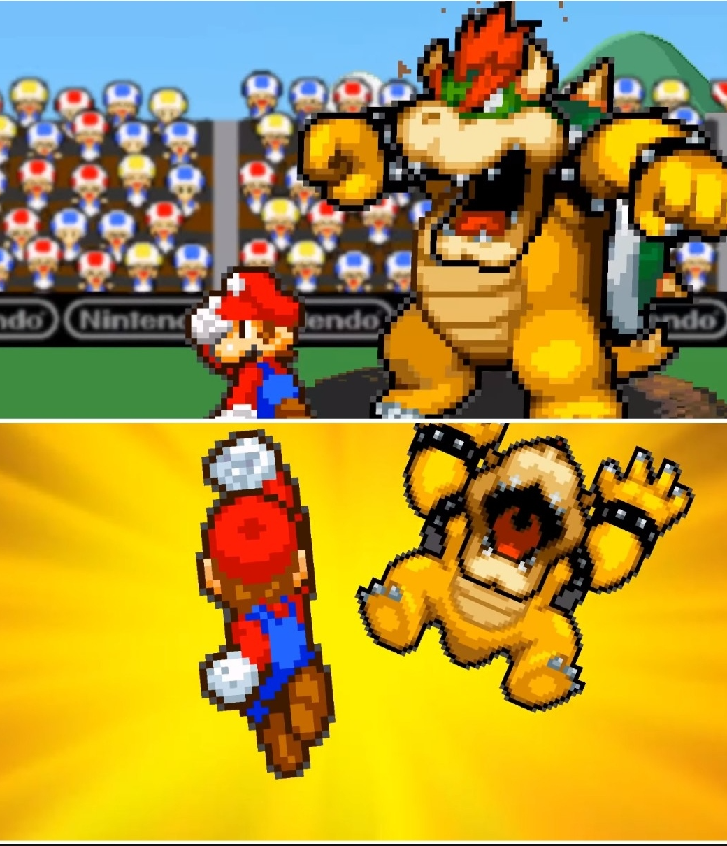 Mario beating Bowser Blank Meme Template