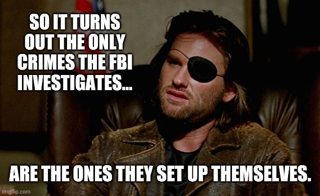 Anyone else notice this? | SO IT TURNS OUT THE ONLY CRIMES THE FBI INVESTIGATES... ARE THE ONES THEY SET UP THEMSELVES. | image tagged in memes | made w/ Imgflip meme maker