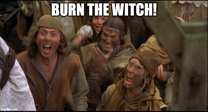 Monty Python witch | BURN THE WITCH! | image tagged in monty python witch | made w/ Imgflip meme maker