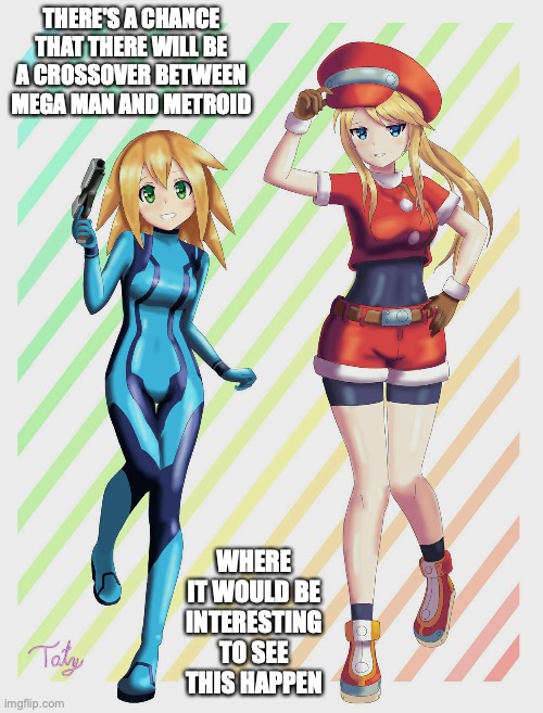 Roll Caskett and Samus | THERE'S A CHANCE THAT THERE WILL BE A CROSSOVER BETWEEN MEGA MAN AND METROID; WHERE IT WOULD BE INTERESTING TO SEE THIS HAPPEN | image tagged in samus,metroid,megaman,roll caskett,memes | made w/ Imgflip meme maker