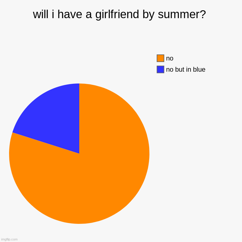 sab | will i have a girlfriend by summer? | no but in blue, no | image tagged in charts,pie charts | made w/ Imgflip chart maker