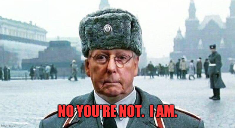 Moscow Mitch | NO YOU'RE NOT.  I AM. | image tagged in moscow mitch | made w/ Imgflip meme maker