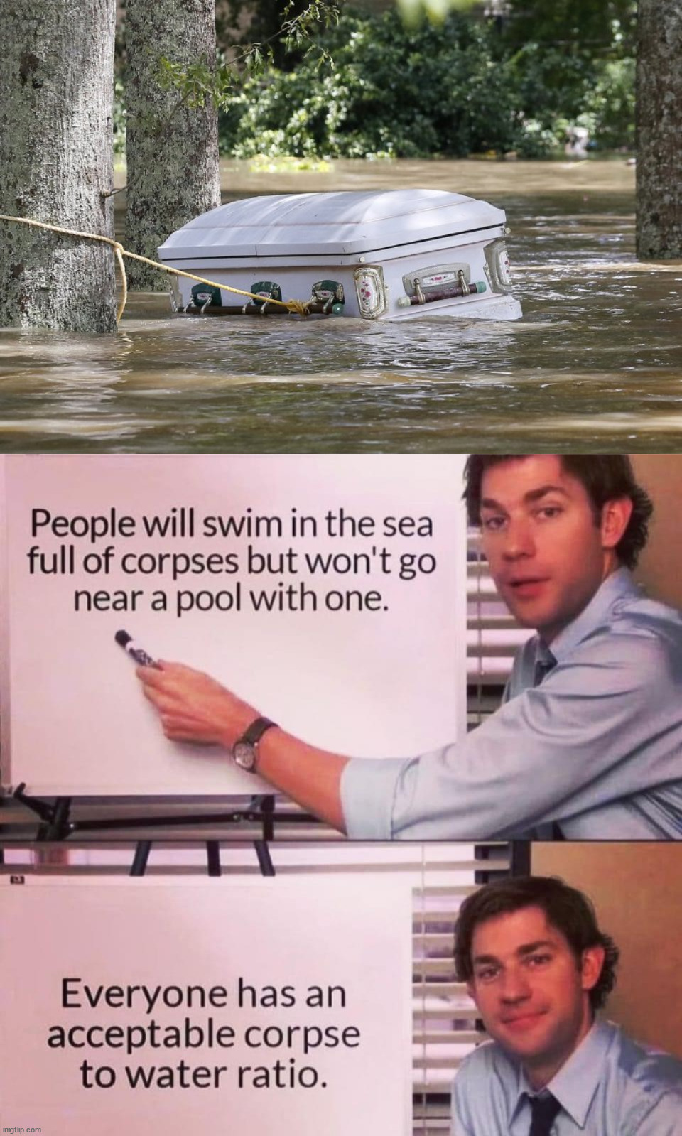 image tagged in coffin floating,dark humor | made w/ Imgflip meme maker