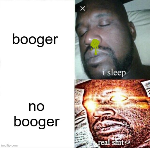 Sleeping Shaq Meme | booger; no booger | image tagged in memes,sleeping shaq | made w/ Imgflip meme maker