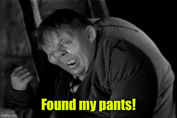 Quasimodo | Found my pants! | image tagged in quasimodo | made w/ Imgflip meme maker