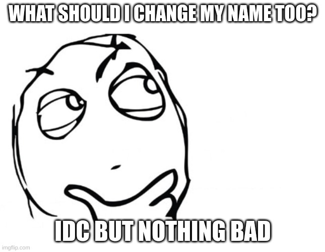 hmmm | WHAT SHOULD I CHANGE MY NAME TOO? IDC BUT NOTHING BAD | image tagged in hmmm | made w/ Imgflip meme maker