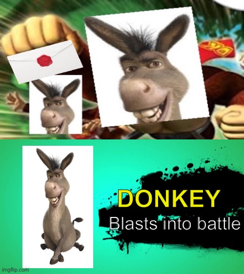 People loved donkey barrel blast so much, so donkey is now in smash! Thanks for all the support! | DONKEY; Blasts into battle | image tagged in everyone joins the battle | made w/ Imgflip meme maker