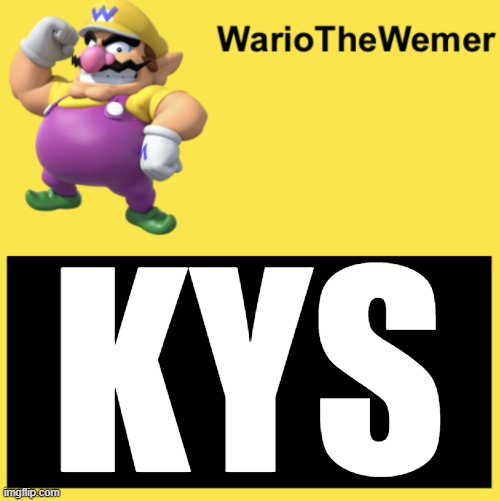 WarioTheWemer | KYS | image tagged in wariothewemer | made w/ Imgflip meme maker
