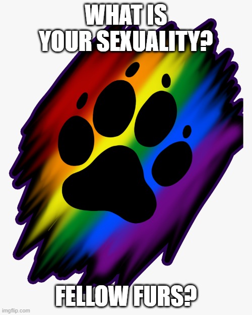 furry sexuality | WHAT IS YOUR SEXUALITY? FELLOW FURS? | image tagged in gay pride,furries,love,sexuality,gender identity | made w/ Imgflip meme maker