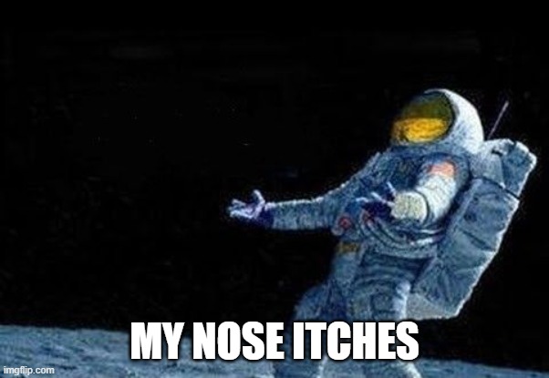 Fr tho, is this actually a thing? | MY NOSE ITCHES | image tagged in astronaut why | made w/ Imgflip meme maker