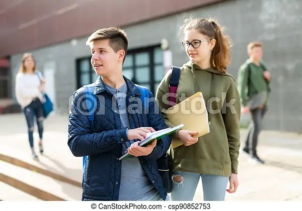 Boy and Girl Looking At something Blank Meme Template